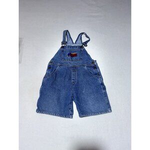 Save The Children Denim Short Overalls Kids Size XL 7 Truck Embroidery Newton Tr